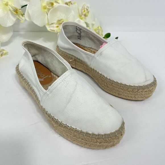 Maypol Anthropologie Espadrille Womens size EU 38 White Platform Slip ons - Picture 1 of 15